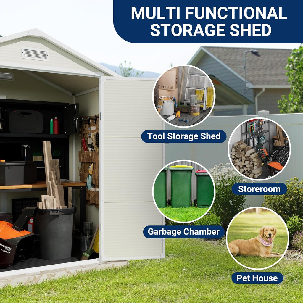Outdoor Resin Storage Shed with Lockable Door 6x4.5 FT k7