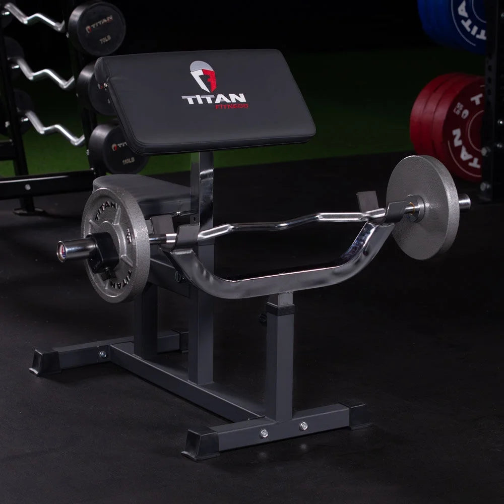 Adjustable Preacher Curl Weight Station Seated Strength Training Bench 250 LB Home Gym Equipment k7