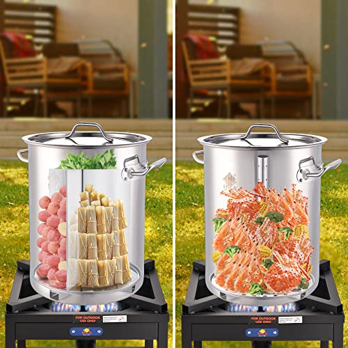 ARC 32QT Stainless Steel Stock Pot 6-Piece with Basket and Steamer Rack L393867