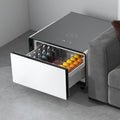Livtab Smart Side Table with Built in Fridge, Charging Station, End Table with Storage Drawer, Control Panel for Living Room, White
