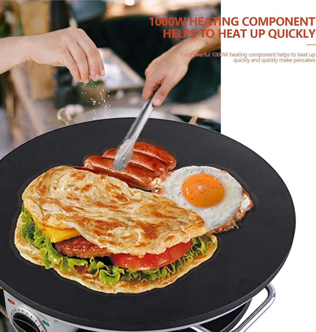 FLEXMAN 1000W Electric Crepe Maker, 13in Non Stick Pan with 3 Temperature Settings G8698