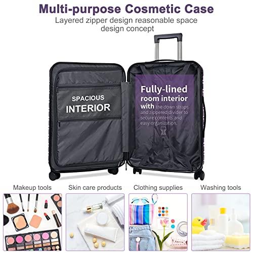 28" Expandable Luggage with TSA Lock, Hard Shell Suitcase, Black X840419