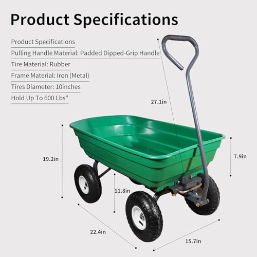 Poly Garden Dump Cart with Rotating Handle and No-Flat Tires k7m