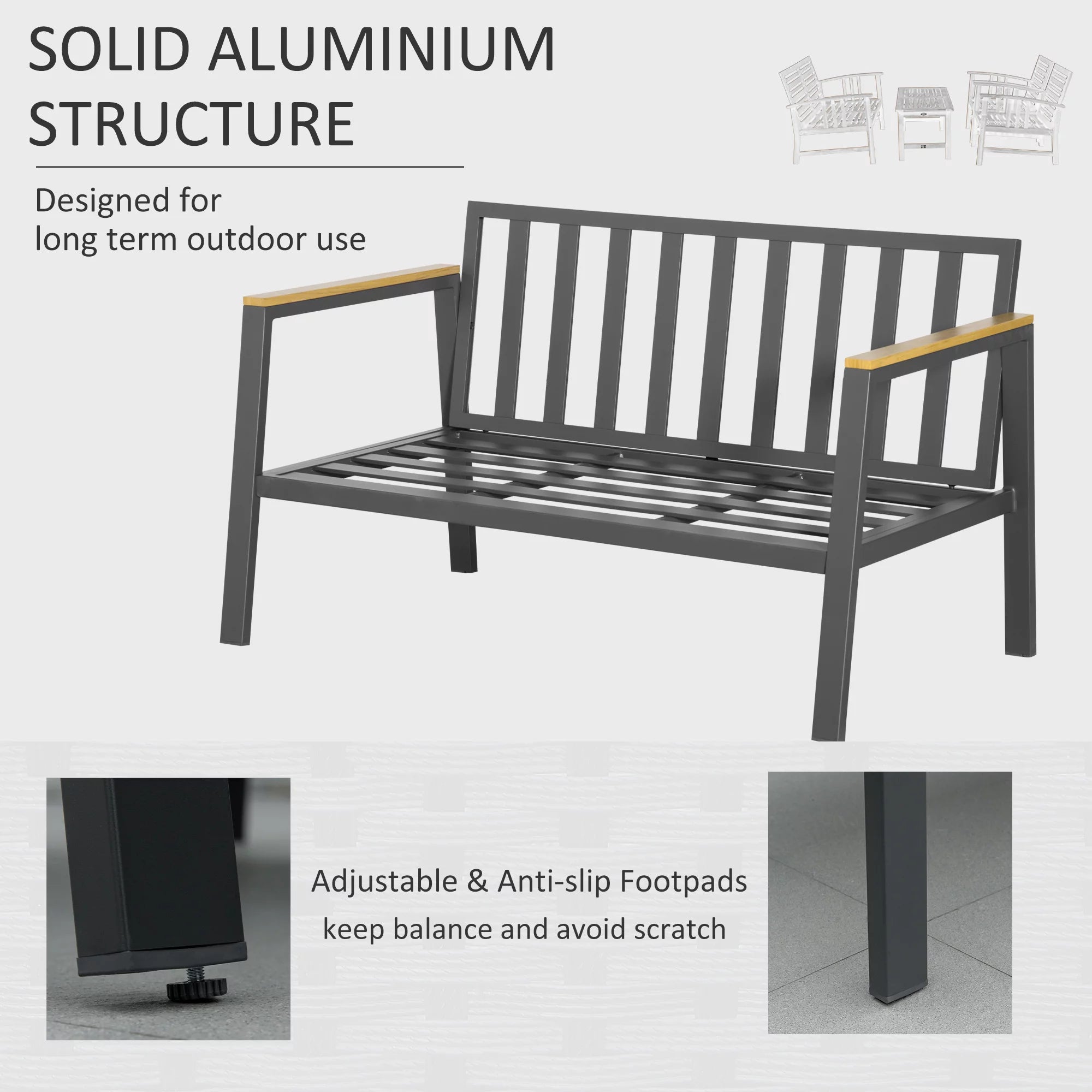 Outsunny 4 Piece Patio Conversation Set with Cushions, Dark Gray B768376