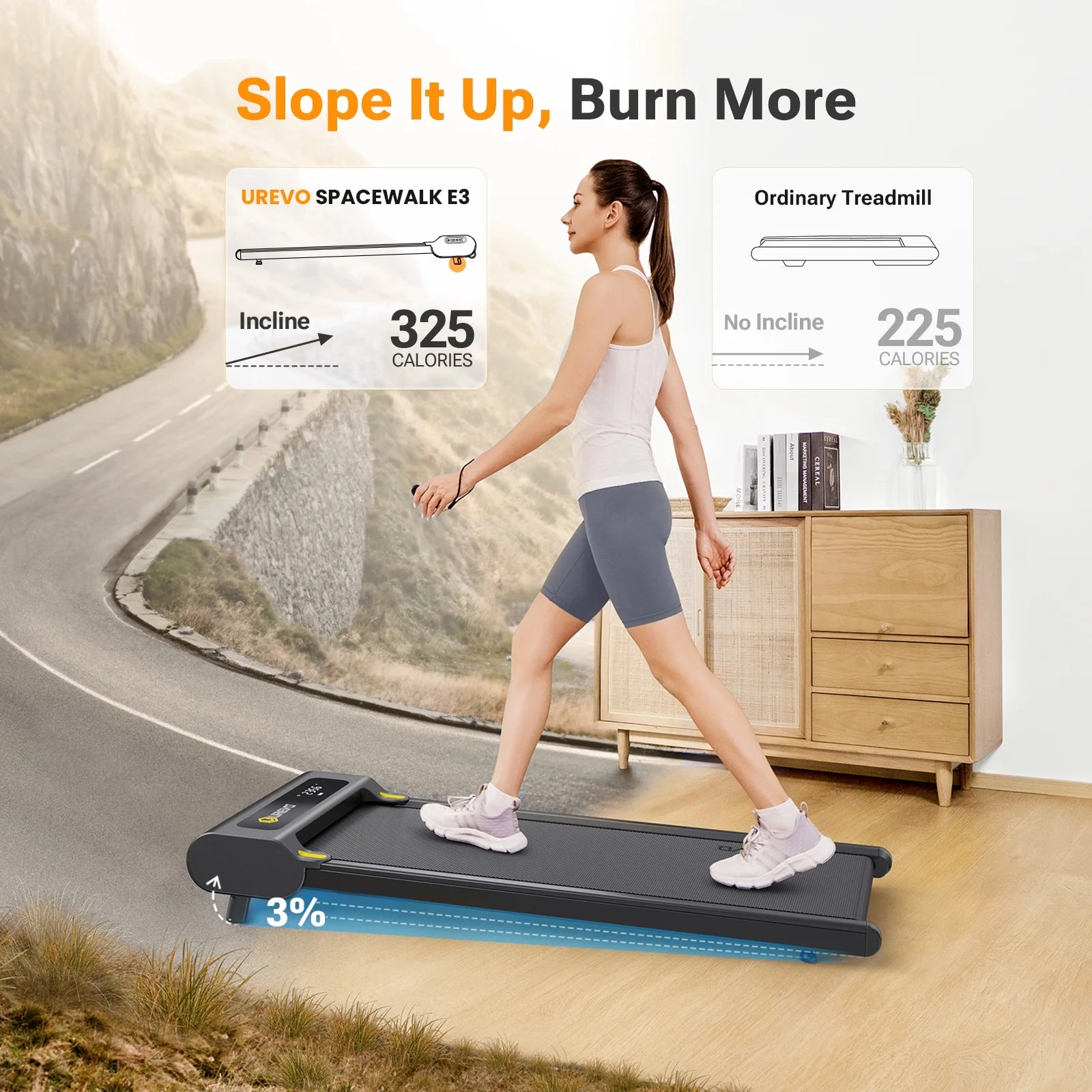 Walking Pad with Manual Incline Under Desk Treadmill7q