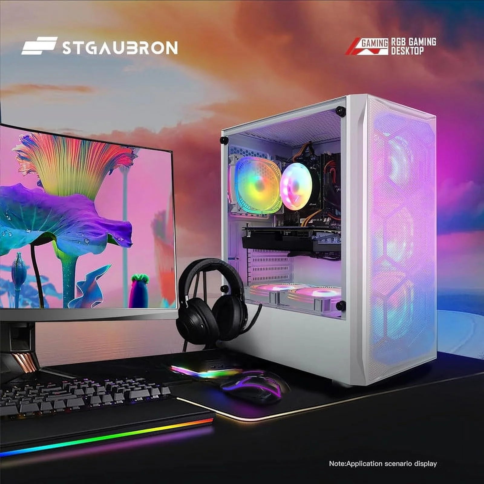 STGAubron Gaming Desktop PC, Intel Core i5, 16GB RAM, 512GB SSD, RX 5600 XT A2441