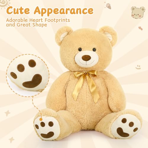 MorisMos 5ft Giant Teddy Bear Stuffed Animal with Footprints M336816