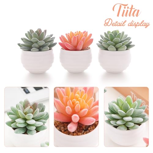 Tiita Artificial Succulents in Ceramic Pots for Desk Home Office Decor E105770