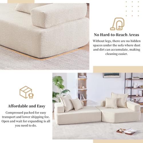 103.5" Modular Sectional Sofa Bed with Foam Cushions, Gray C297225