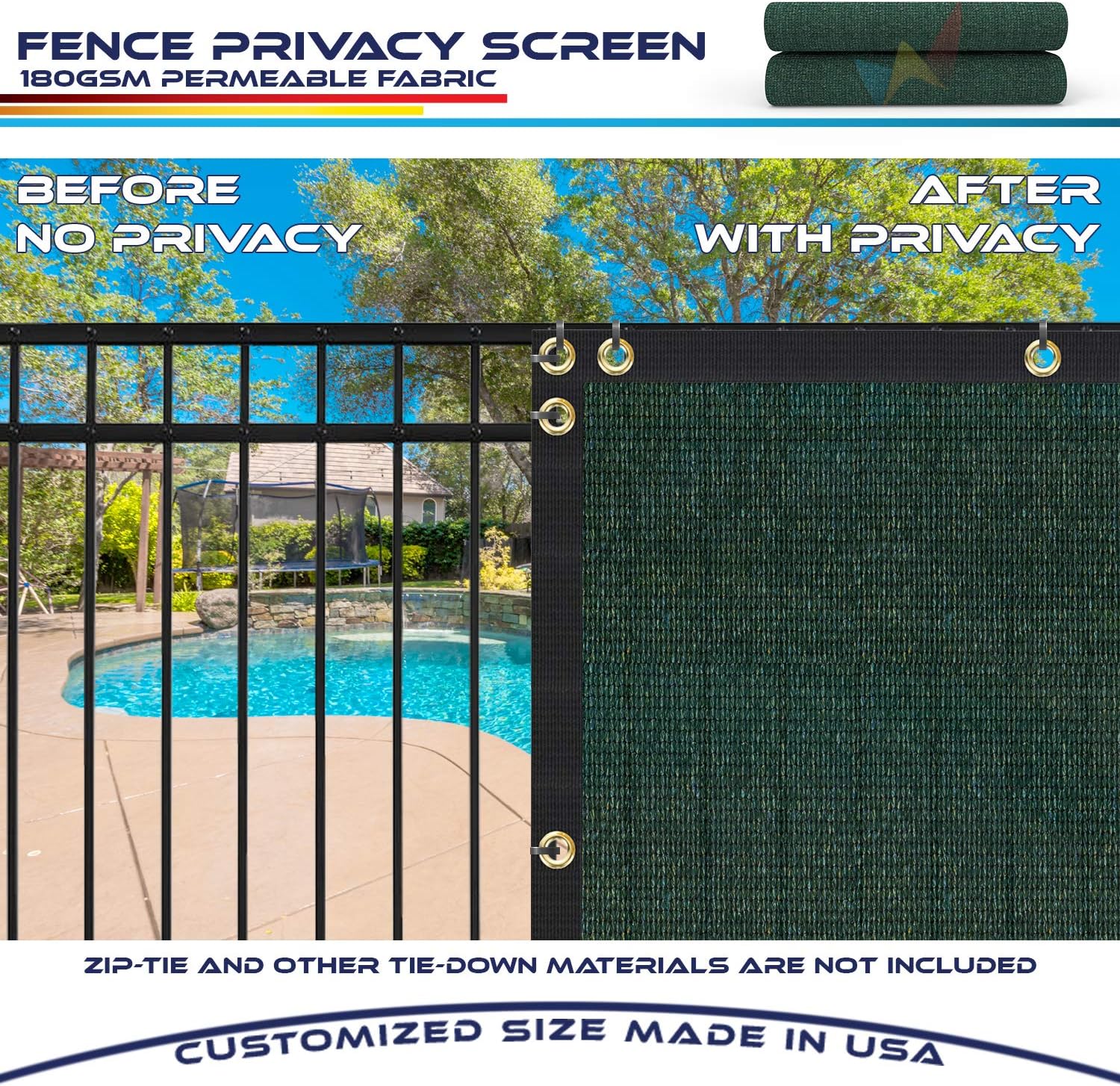 Fence Privacy Screen 15x27 ft Heavy Duty Mesh Green k7m