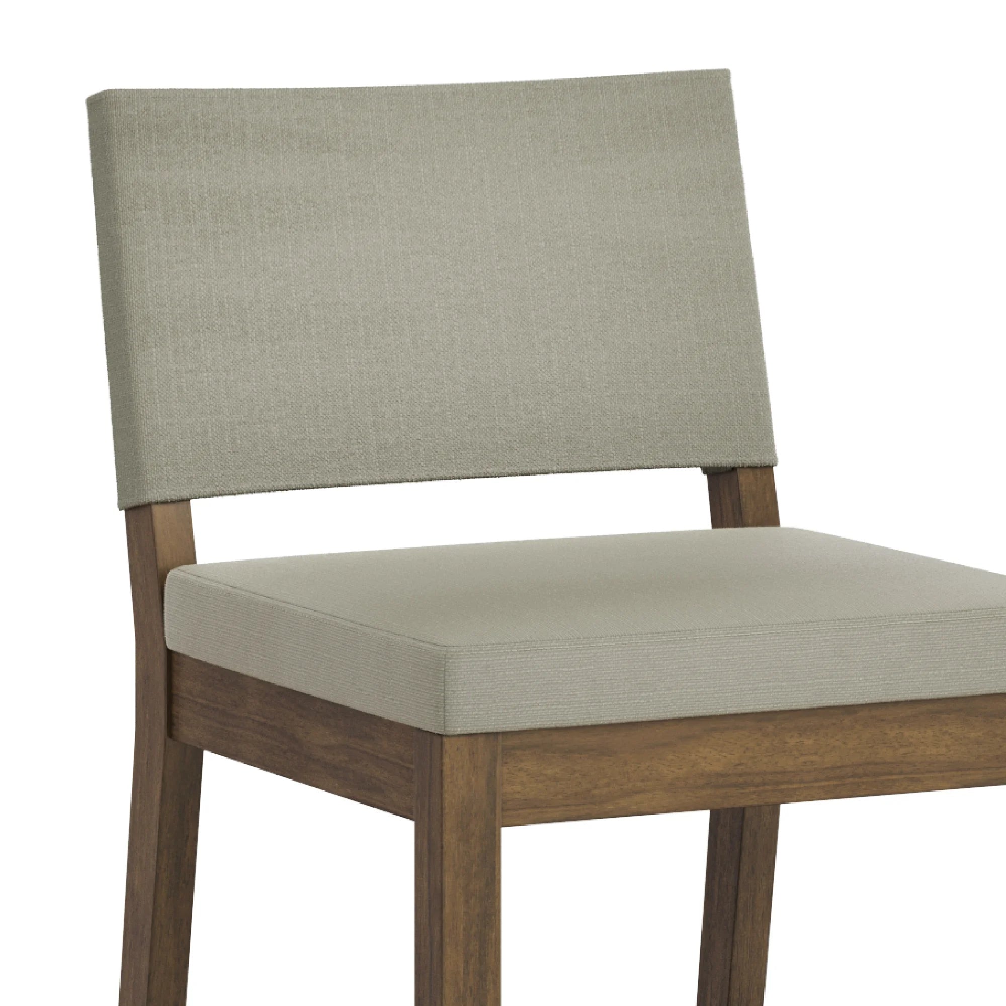 Nathan James Linus Upholstered Bar Stool with Back, Rubberwood Legs, Light Gray/Dark Brown Y554
