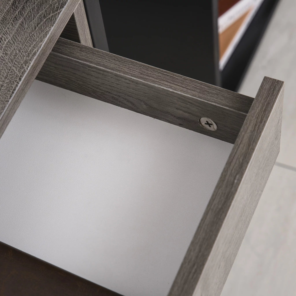 HOMCOM Industrial End Table with Drawer and Bottom Shelf, Grey L693617