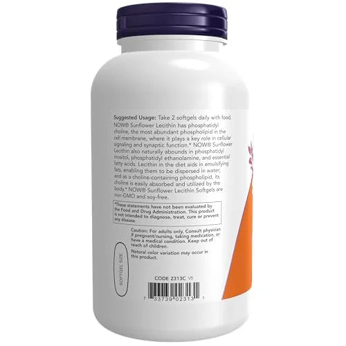 Sunflower Lecithin 1200 mg Non-GMO Softgels, 200 Count R5124