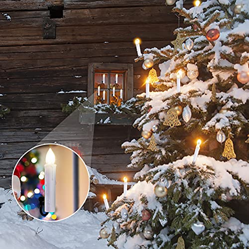 Battery Operated Taper Candles with Remote Timer Warm White Flickering Lights k7m