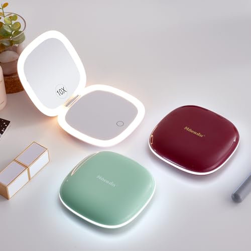 Compact LED Magnifying Travel Mirror 4in 1X/10X Dimmable Rechargeable White k7