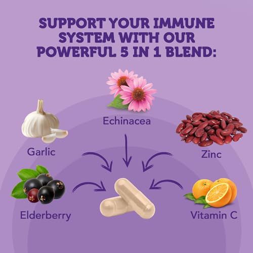 Organic Elderberry Capsules with Vitamin C and Zinc for Immune Support q7x