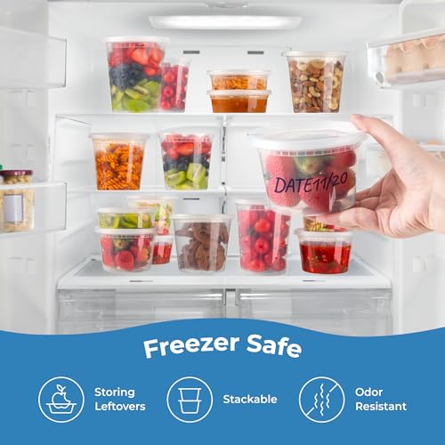 Fit Meal Prep 32 oz Deli Containers with Lids, Airtight Leakproof Round Food Storage, 24 Pack Q782