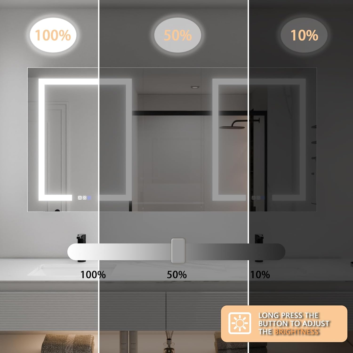 LED Lighted Bathroom Medicine Cabinet with Mirror, 60 x 30 Inch, Defog, Dimming k7p