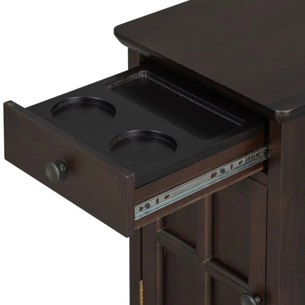 Churanty Vintage End Table with USB Ports, Drawer and Cup Holders T166892