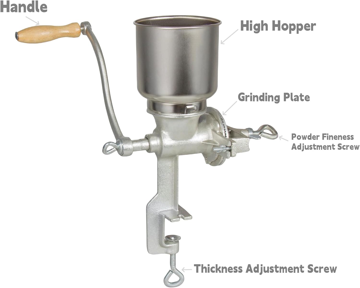 High Hopper Cast Iron Manual Grain Mill for Wheat Corn Coffee V573