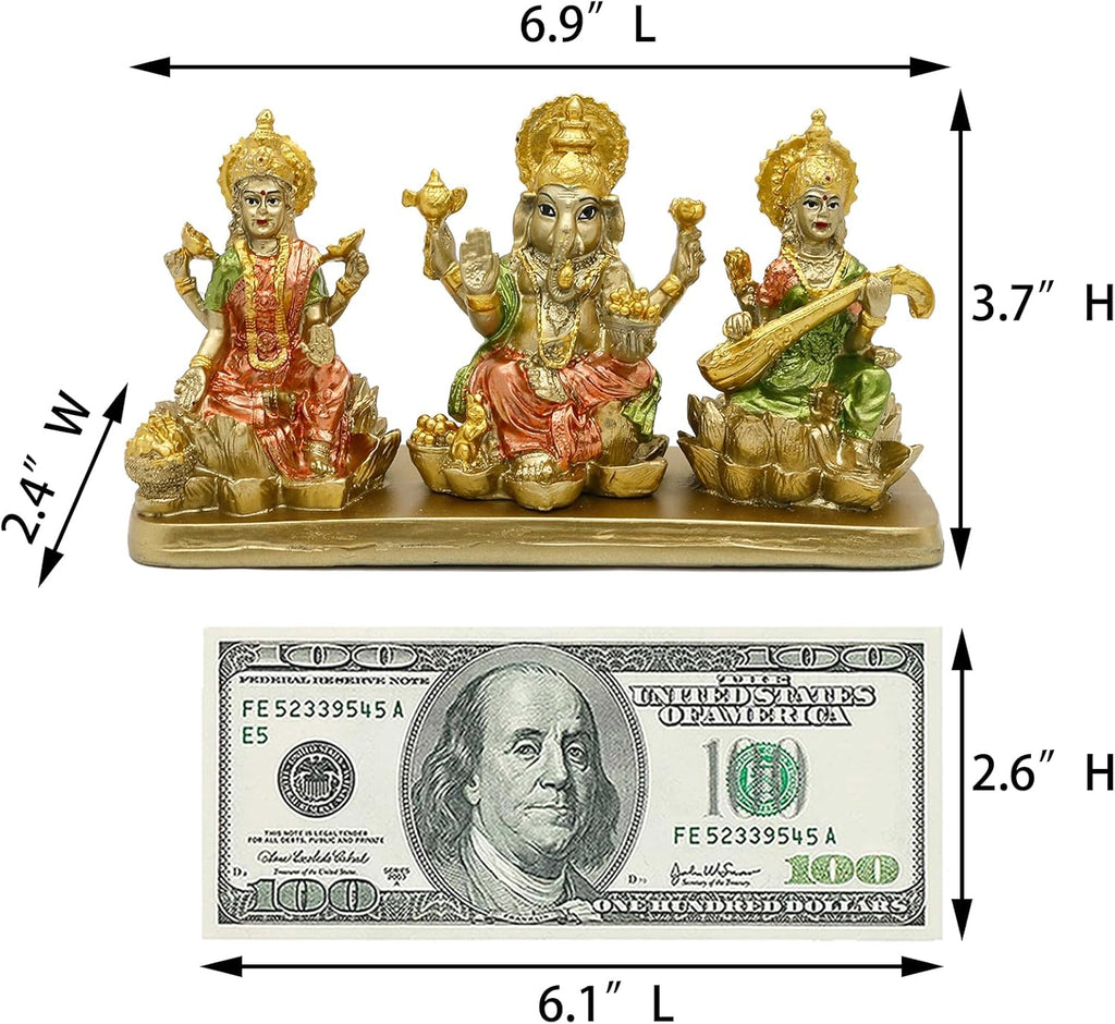 Hindu Gods Lakshmi Ganesha Saraswati Statue for Home Temple Pooja Decor a7