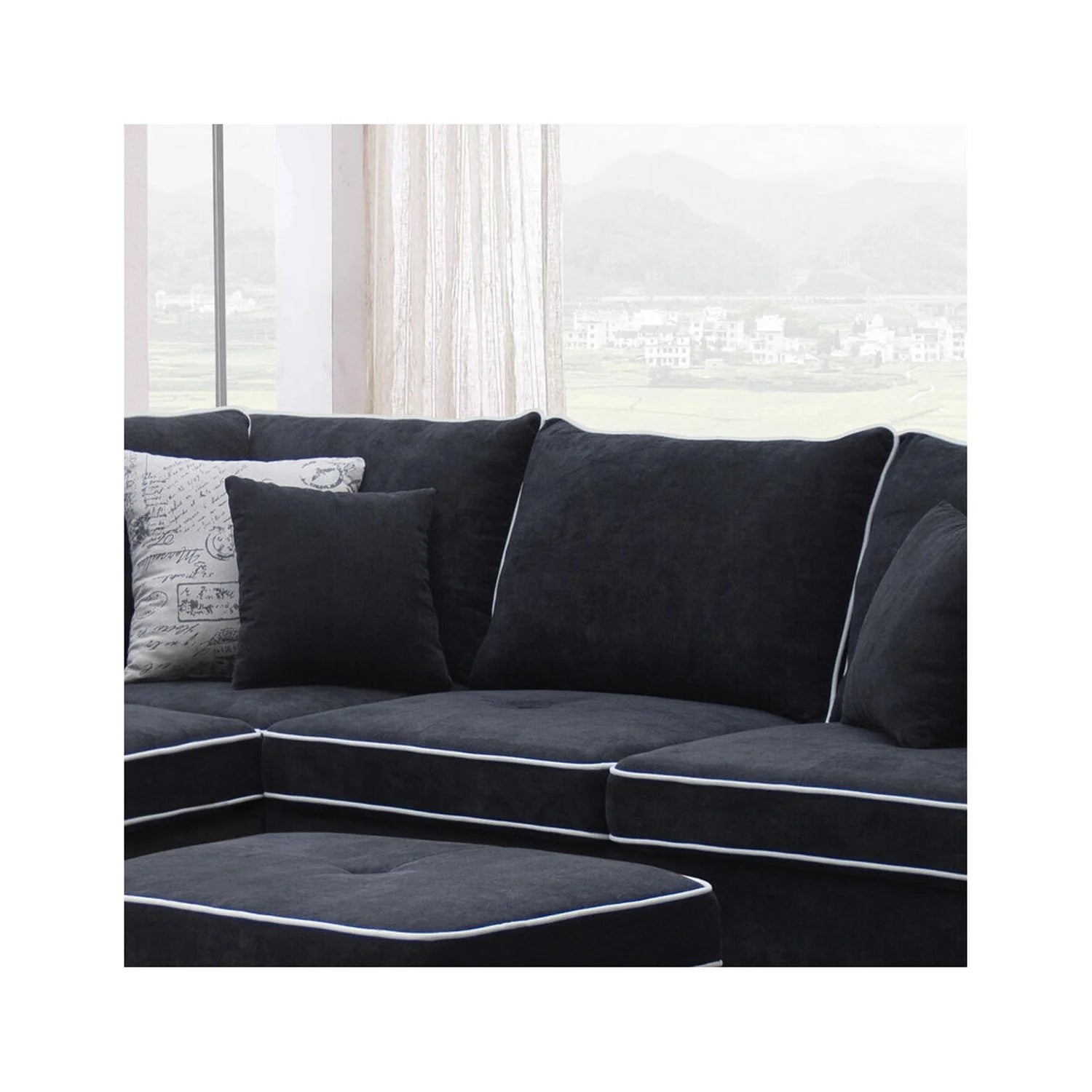 Blissful Nights Country Cottage Fabric Sectional Sofa with Left-Facing Chaise V655