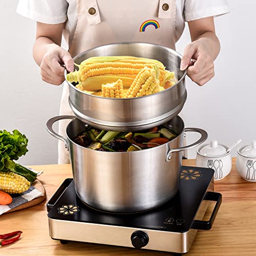 Tri-Ply Stainless Steel 3 QT Saucepan with Steamer Set, Induction Pot, Oven and Dishwasher Safe F2510