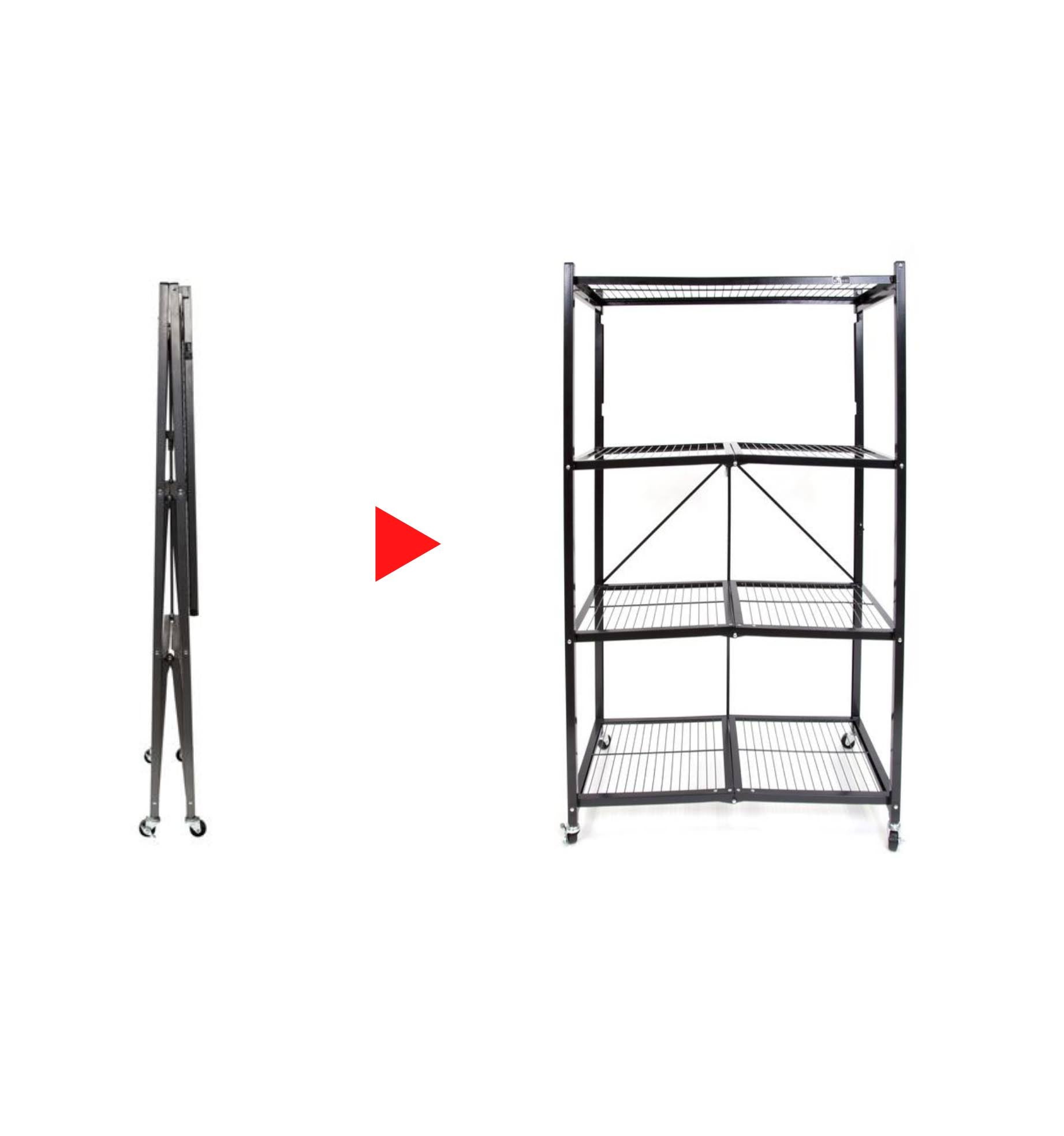 Origami Large 4-Tier Heavy-Duty Rack with Casters Red 7k