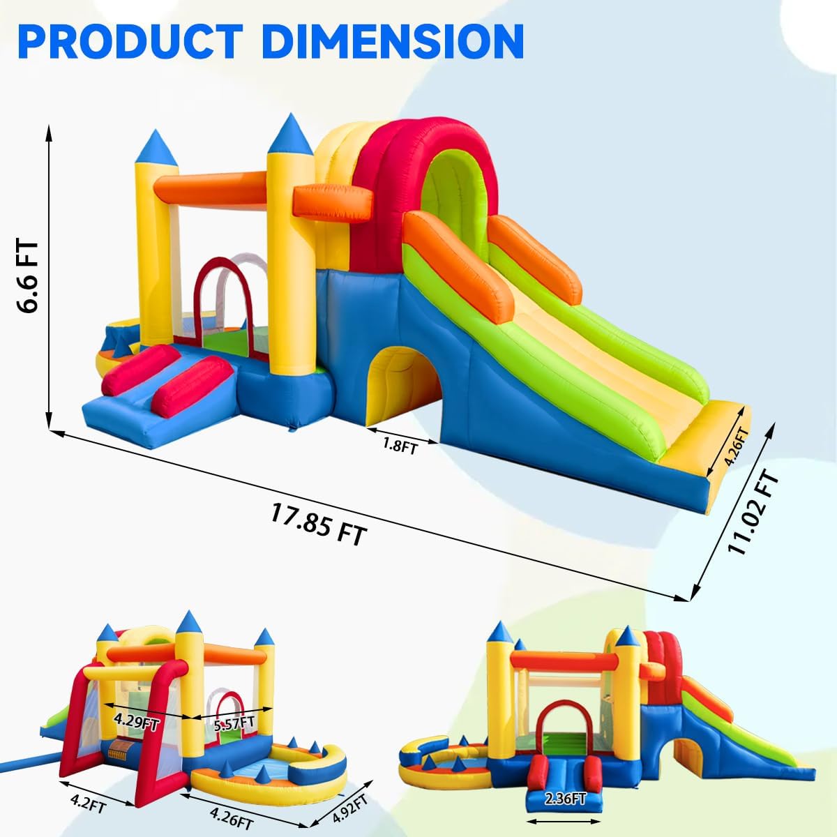 Inflatable Bounce House with Two Slides for Kids B71005