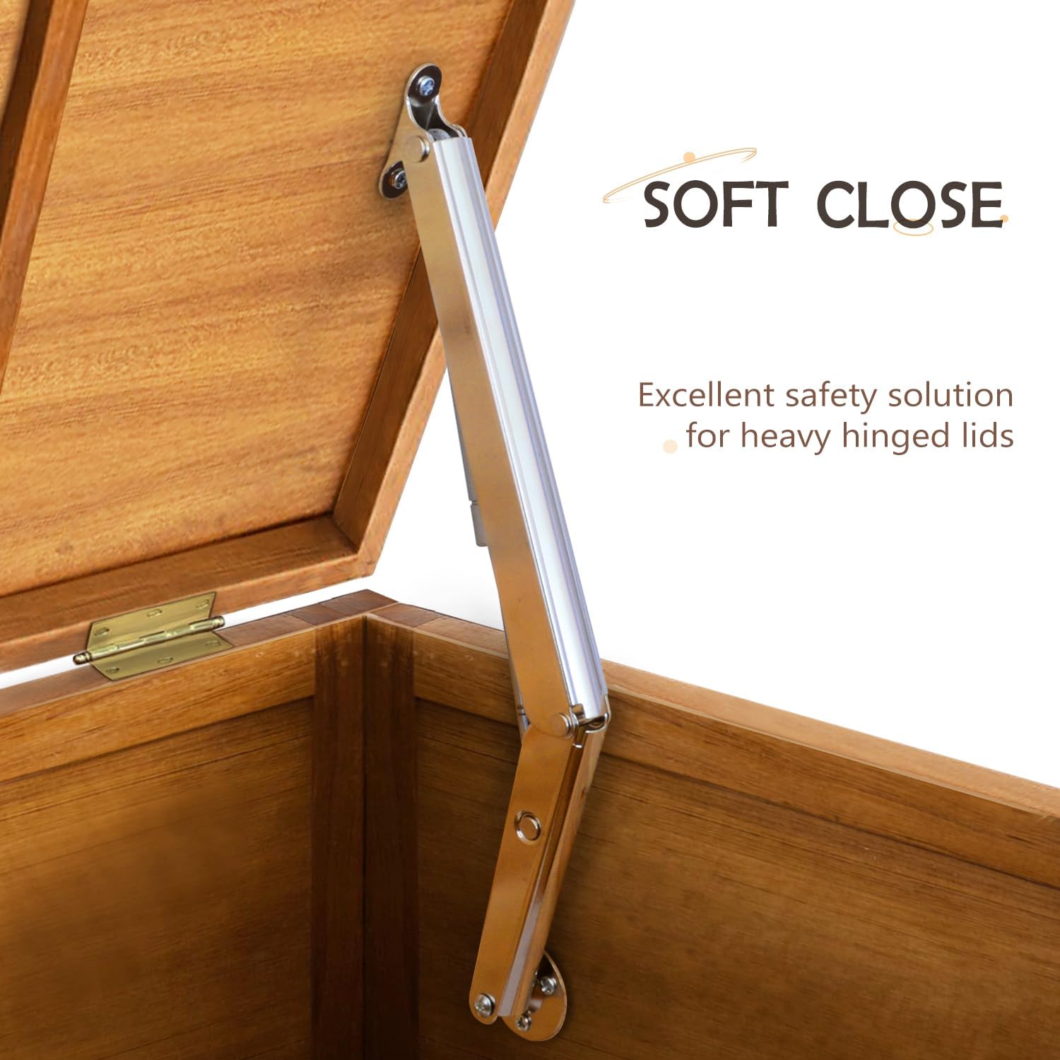 280N Gas Struts Soft Close Lid Stays for Toy Box Chest, Pack of 2 E5065
