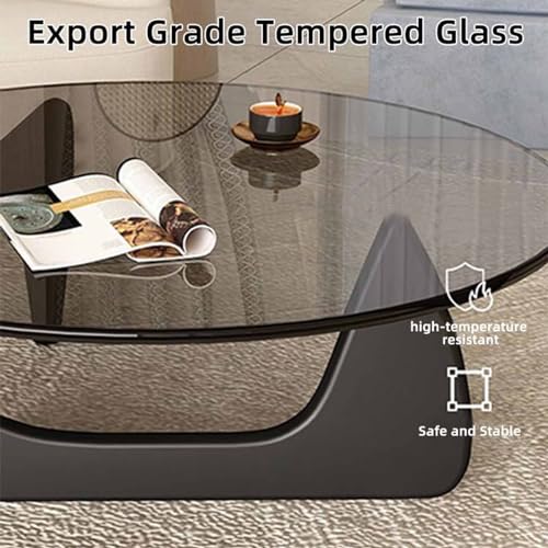 Triangle Glass Coffee Table with Solid Wood Base I69032