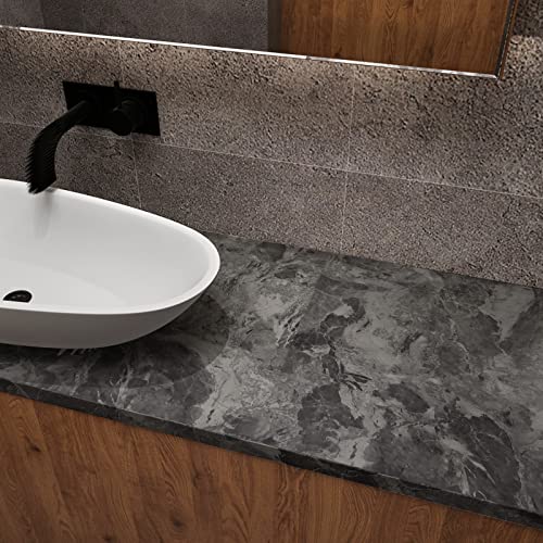 Extra Wide Marble Contact Paper Peel and Stick Countertop Grey Matte S4044