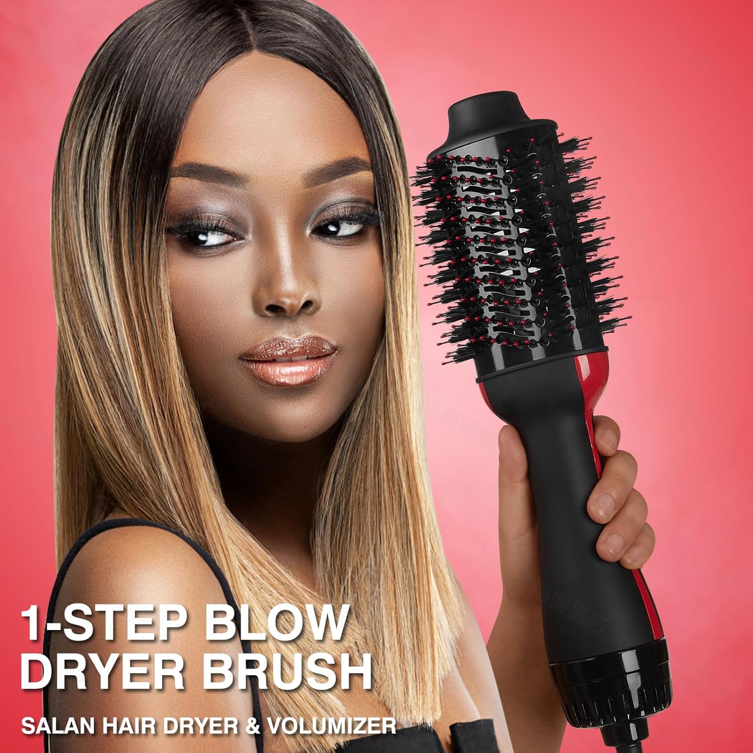 Hot Air Brush 4 in 1 Styling Tool with Ceramic Oval Barrel for All Hair Types A239407