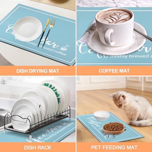 Dish Drying Mat 16"x24" Absorbent Linen Coffee Bar Mat R134