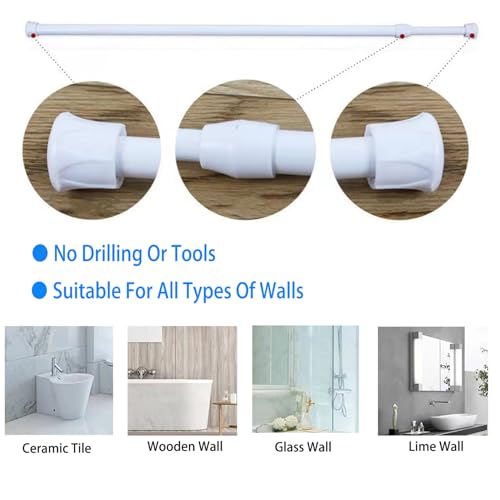 2 Pack Small Tension Rods 7-11 in Extendable Curtain Rods for Window, Wardrobe, Cabinet D349