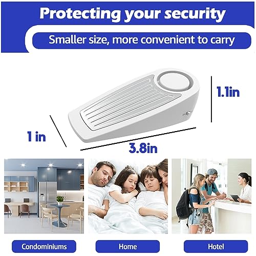 Door Stop Alarm 130dB Security Wedge for Home Travel, Black 2 Pack J803703