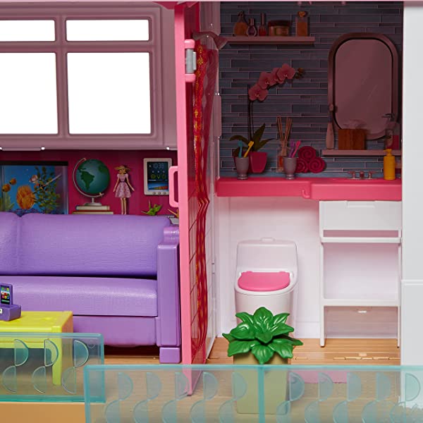Dollhouse with Elevator, Pool, Slide and 70 Accessories a7