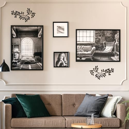 Hotop 2 Pieces Metal Tree Leaf Wall Decor Wrought Iron Sculptures P320
