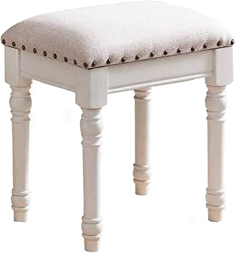 Makeup Vanity Stool Chair for Makeup Room Bedroom, Benches Vanity Bedroom Dressing Stool White Vanity Bench Dressing Table Chair Porch Shoe Changing Stool Wood Comfortable