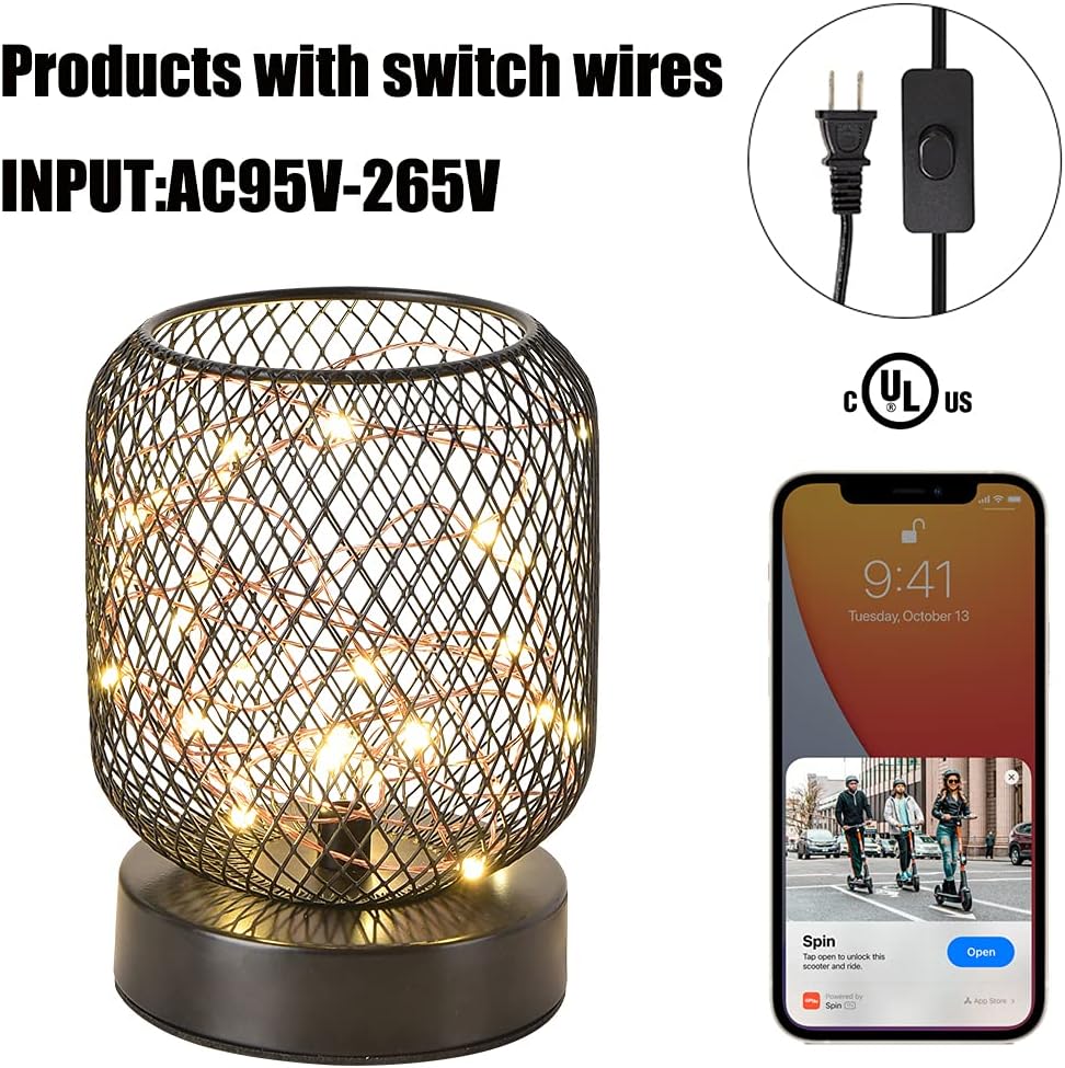 Starry Sky LED Desk Lamp Iron Mesh Retro Bedroom Decor K7a