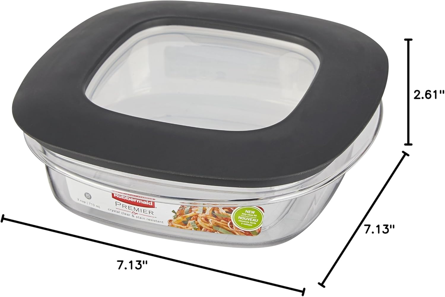 Rubbermaid Premier Easy Find Lids 3-Cup Food Storage Container, Grey G2250