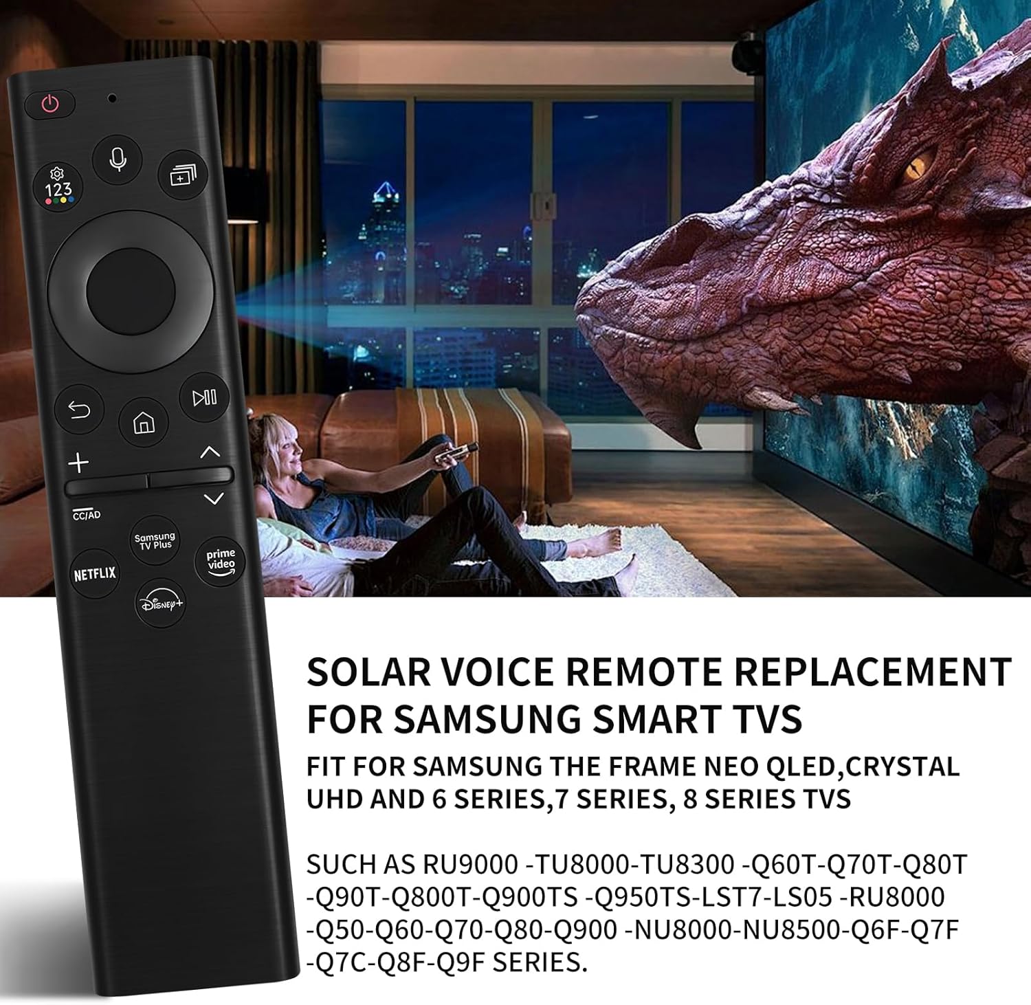 BN59-01385A Samsung Solar Voice Remote for 2021-2022 Neo LED Smart TV, Black J325