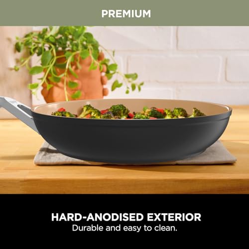 Ninja Extended Life 24cm Ceramic Frying Pan, Non-Stick, Induction Compatible, Oven Safe, Terracotta & Grey Q252