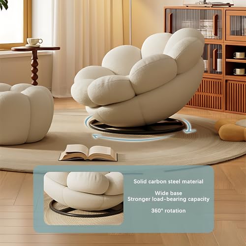 Shaped Swivel Lounge Chair with Ottoman, Pumpkin Style, Blue A4798