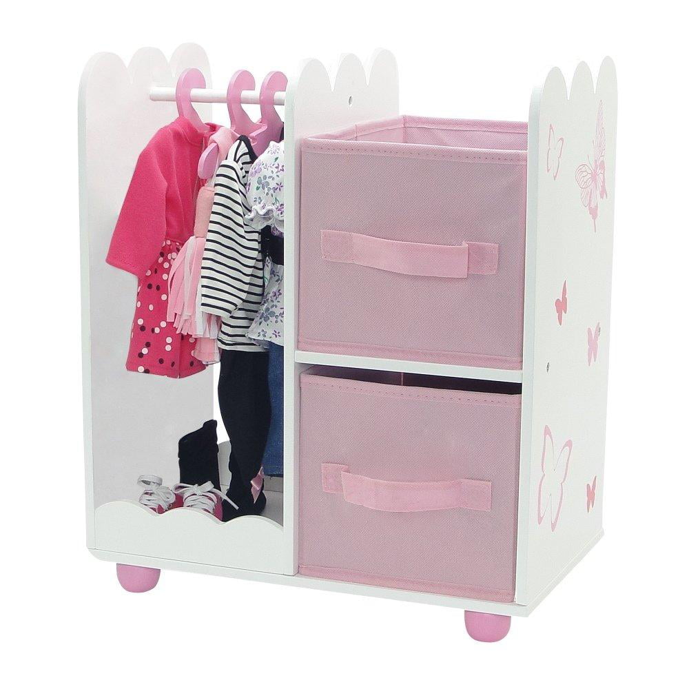 Emily Rose 18 Inch Doll Clothes Storage Closet Wardrobe with 5 Hangers E49001
