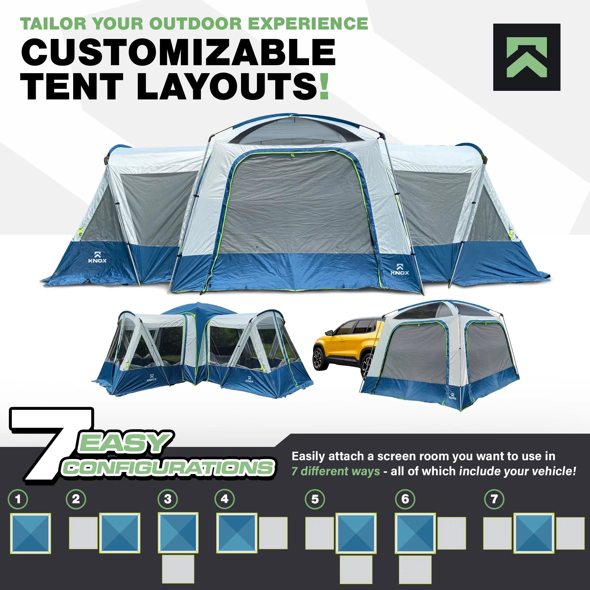 10-Person SUV Camping Tent with 2 Screen Rooms Rainfly k7m