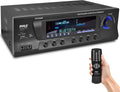 Wireless Bluetooth Audio Power Amplifier - 300W 4 Channel Home Theater Stereo Receiver with USB, AM FM, 2 Mic IN with Echo, RCA, LED, Speaker Selector - For Studio, Home Use - Pyle PT272AUBT