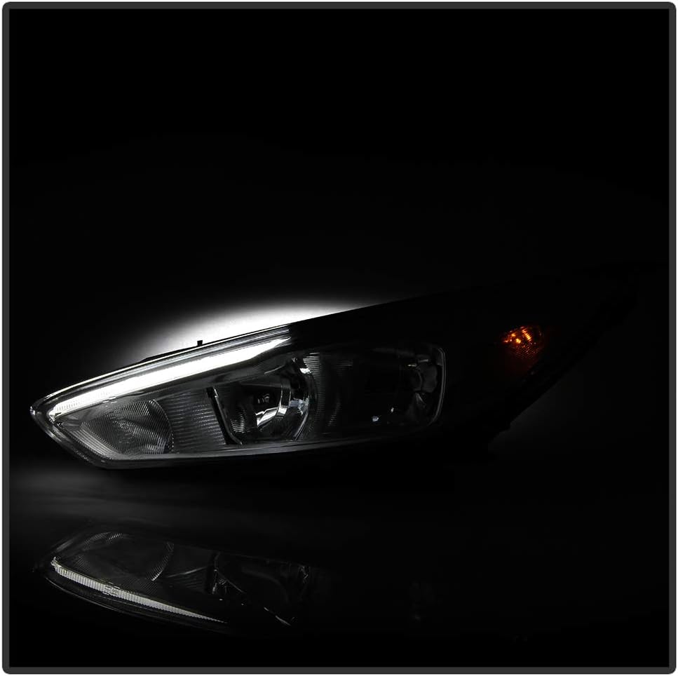 Chrome Housing Headlights Pair for Ford Focus 2015-2018 Halogen LED DRL k7m