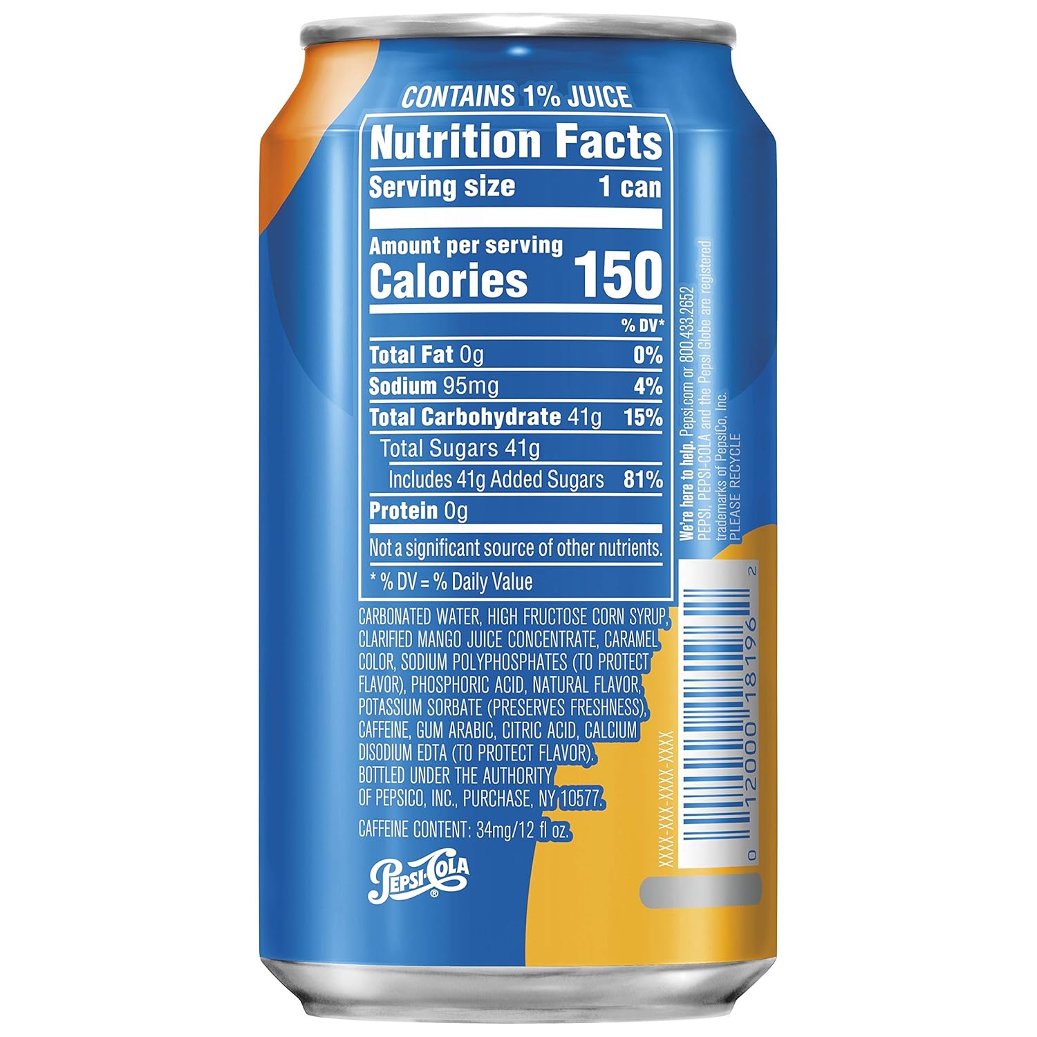 Pepsi Mango 12oz Cans, 15 Pack N430902