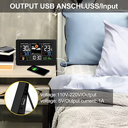 Kalawen Home Wireless Indoor Outdoor Weather Station with Atomic Clock and Alarm S53905